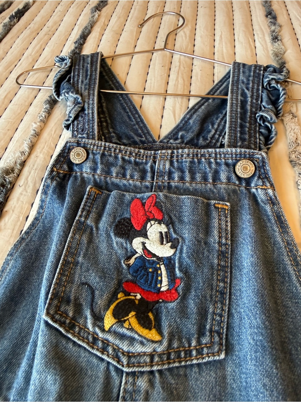 Baby Gap Disney Denim Kids Overalls with Embroidered Minnie Mouse - Blue